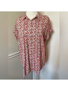 Jane And Delancey Pintuck Floral Blouse XL
